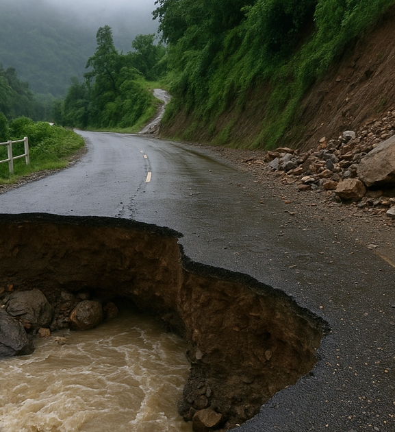 बाढीले बीपी राजमार्ग क्षतिग्रस्त, मध्यपहाडी लोकमार्ग २४ घण्टादेखि अवरुद्ध