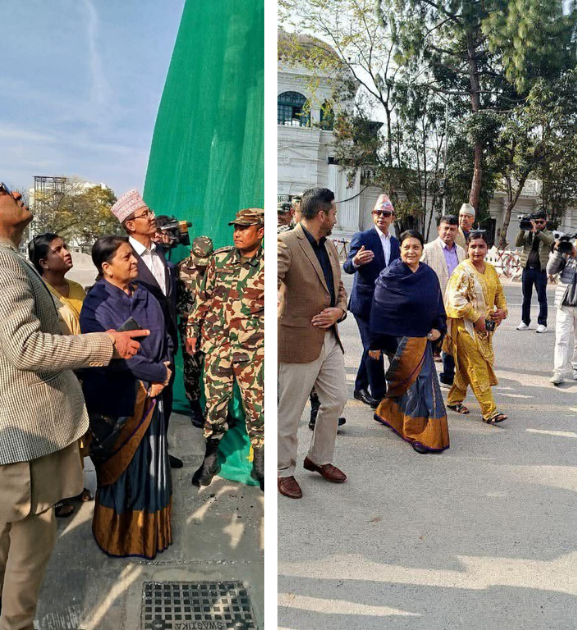 सिंहदरबारका क्षतिग्रस्त संरचना चाँडै पूरा हुनेमा पूर्वराष्ट्रपति भण्डारीको विश्वास