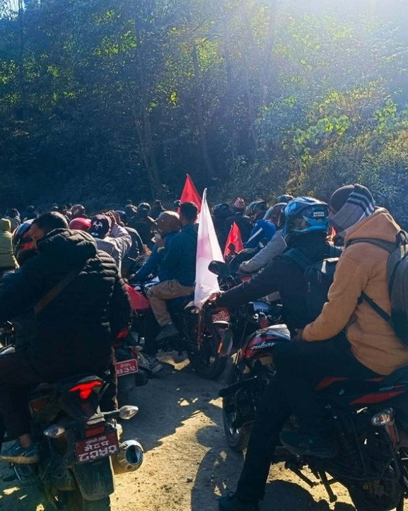 मुसिकोटमा नेकपाको मोटरसाइकल र्‍याली