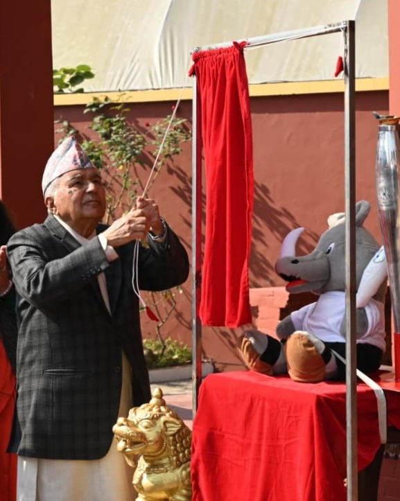 राष्ट्रपति पौडेलद्वारा १३औं किन्डर ओलम्पिकको मस्कट अनावरण