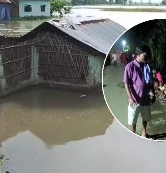 बाढी प्रभावितलाई नगरपालिकाले दैनिक खाना खुवाउँदै