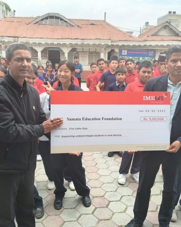 आइएमई लाइफ इन्स्योरेन्सद्वारा समता एजुकेसन फाउन्डेसनलाई ५ लाख सहयोग