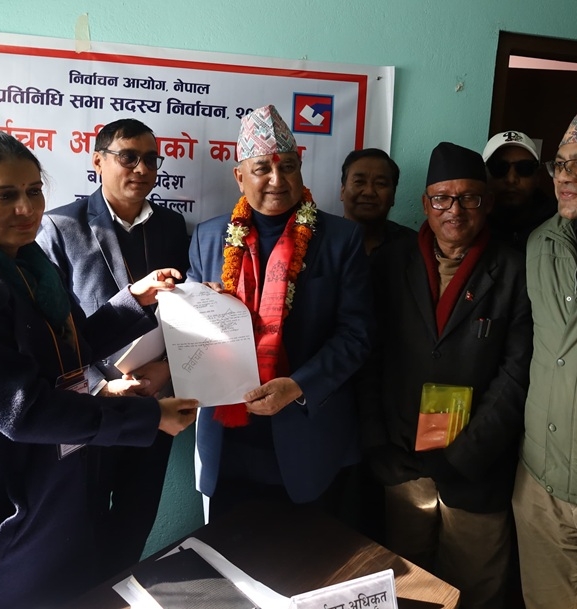 काठमाडौं-५ बाट ईश्वर पोखरेलको उम्मेदवारी दर्ता