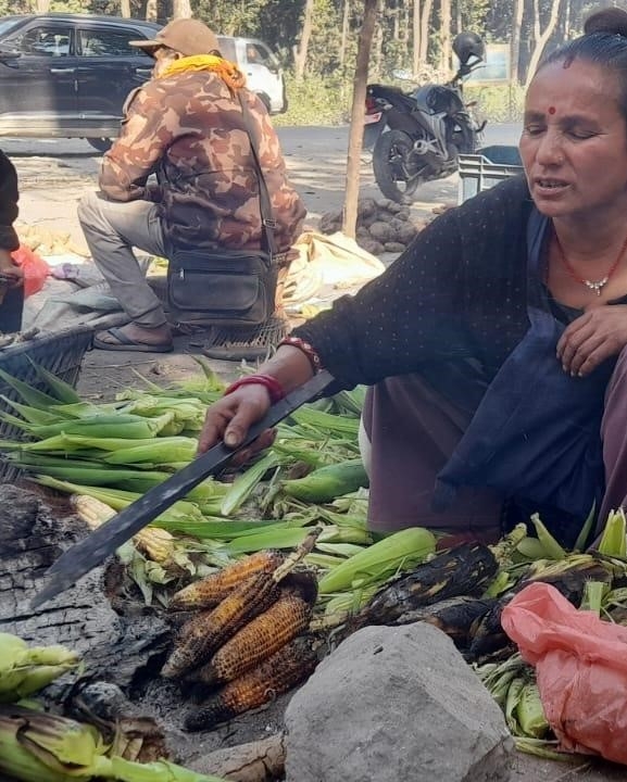 राजमार्ग छेउमा मकै पोलेरै जीविका