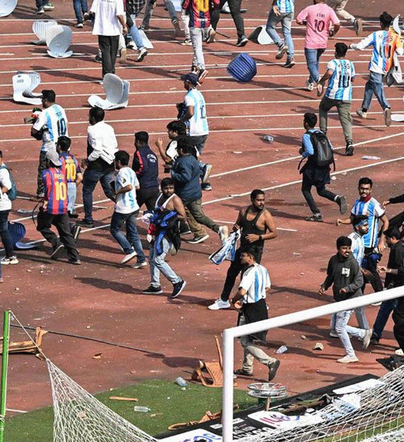 मेस्सी एक्कासि बाहिरिएपछि समर्थकद्वारा भारतीय रंगशालामा तोडफोड