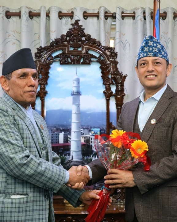 सभामुख अर्याल र अध्यक्ष दाहालबीच भेटवार्ता