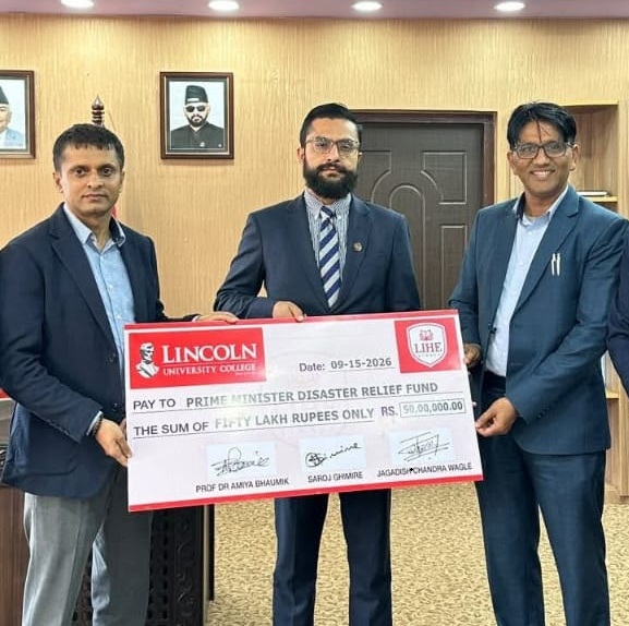 बाढीपीडितका लागि एलआइएचई सिड्नी र लिंकन युनिभर्सिटी कलेज मलेसियाद्वारा ५० लाख सहयोग