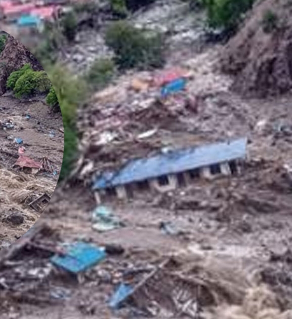 हुम्लाको नेप्का गाउँमा पहिरोले विद्यालय भवनसहित खेतीयोग्य जमिन बगायो