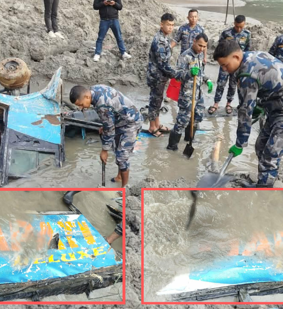  सिमलताल पहिरोले बगाएको बस डेढ वर्षपछि त्रिशुली किनारमा भेटियो