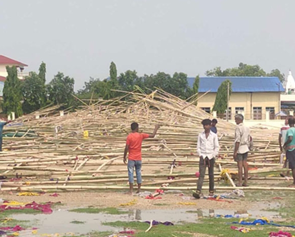 जसपा नेपालको महाधिवेशनका लागि तयार गरिएको मञ्च हावाहुरीले भत्कायो