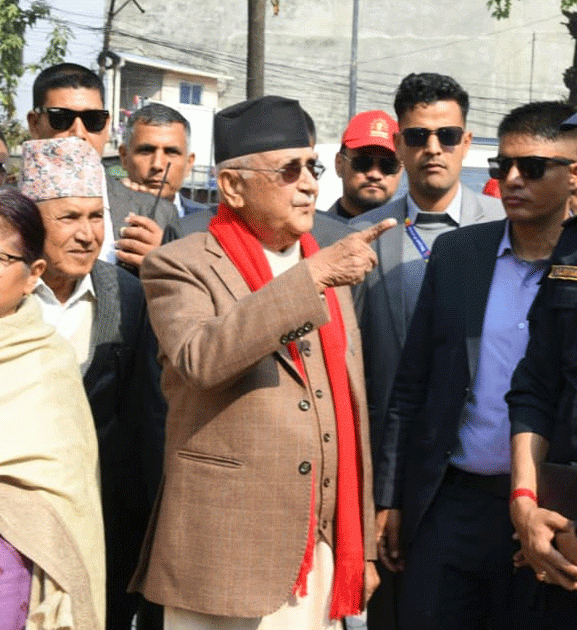 ओलीद्वारा जेनजी आन्दोलनमा क्षतिग्रस्त संरचनाको निरीक्षण