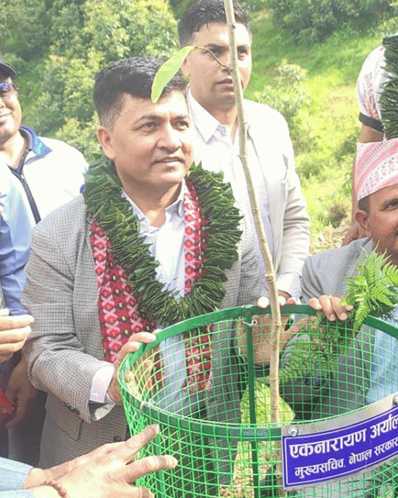 धुलिखेलको ‘जन्मोत्सव उद्यान’ मा एक हजार बिरुवा रोपिए