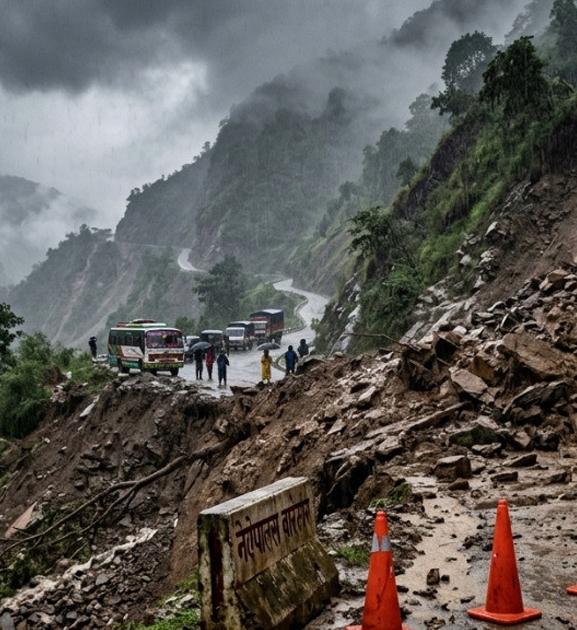 बाढी र पहिरोबाट सडक अवरुद्ध हुँदा यातायात सेवा प्रभावित
