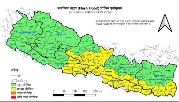 ३७ जिल्लामा बाढीको जोखिम, सतर्क रहन आग्रह 