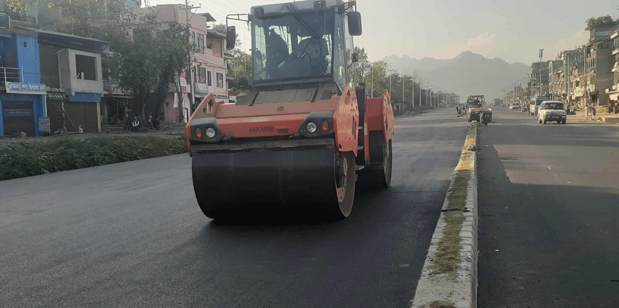 पोखरा–मुग्लिन सडक : पश्चिम खण्डको १८ किलोमिटर कालोपत्र सम्पन्न