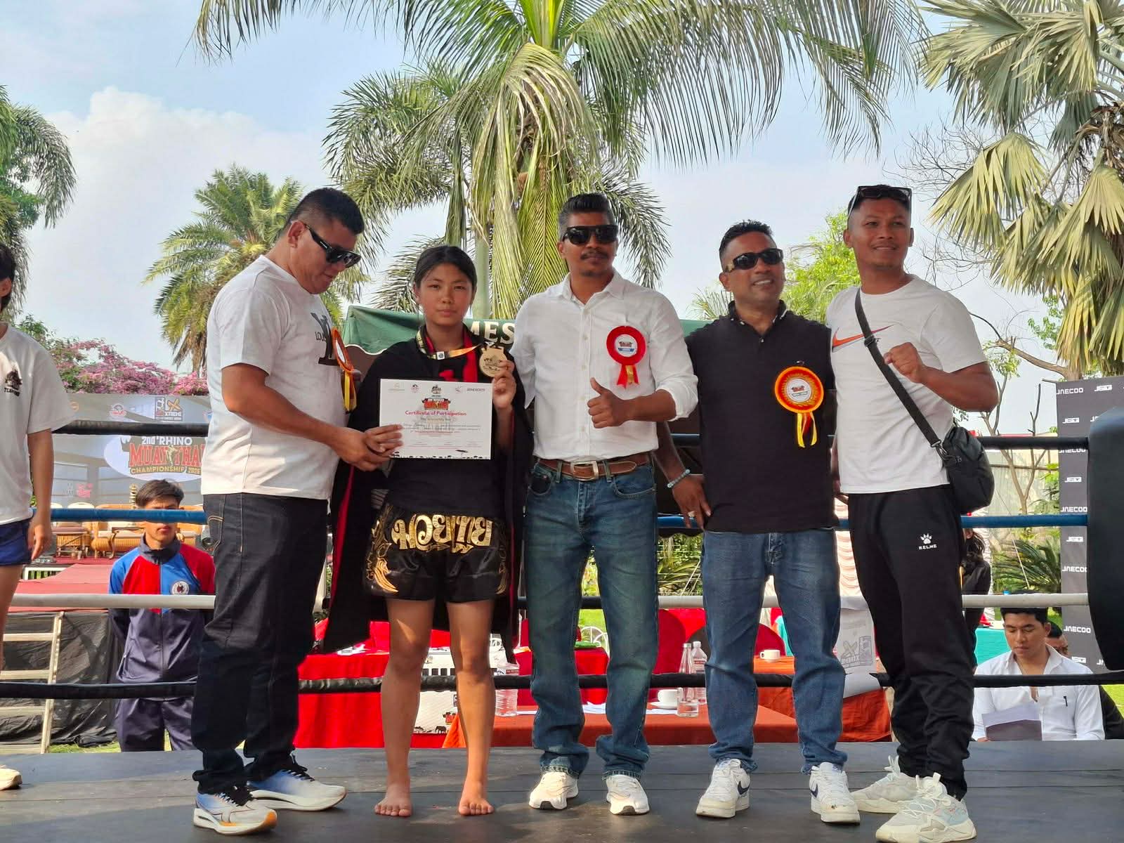 १५ वर्षीया सोनियाद्वारा दोस्रो अन्तर्राष्ट्रिय राइनो मुवा थाई प्रतियोगितामा ह्याट्रिक