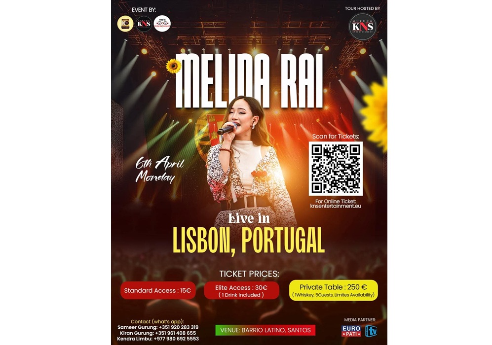 मेलिना राईले पोर्चुगलमा सांगीतिक प्रस्तुति दिने