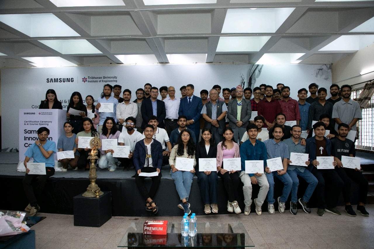 सामसङले कोडिङ एन्ड प्रोग्रामिङ गर्ने त्रिविका विद्यार्थीलाई दियो प्रमाणपत्र 