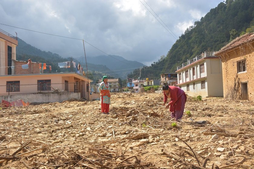 पनौतीमा बाढीपहिरो प्रभावितको जग्गा एकीन गरिँदै