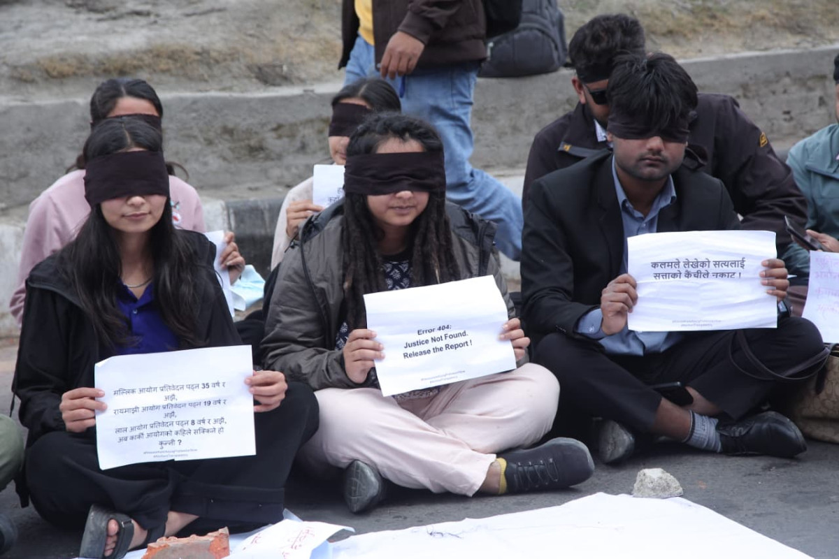 कार्की आयोगको प्रतिवेदन सार्वजनिक गर्न माग गर्दै माइतीघरमा प्रदर्शन 