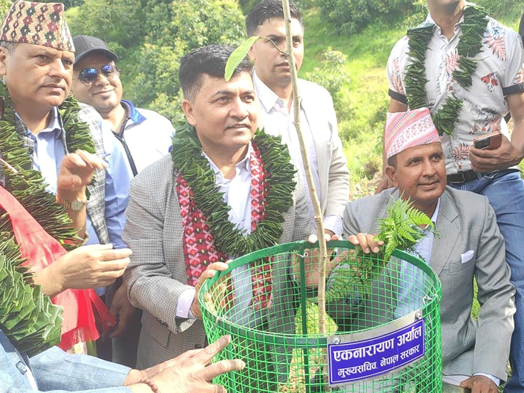 धुलिखेलको ‘जन्मोत्सव उद्यान’ मा एक हजार बिरुवा रोपिए