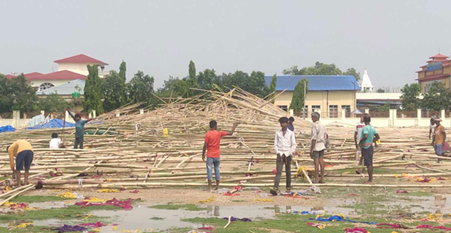 जसपा नेपालको महाधिवेशनका लागि तयार गरिएको मञ्च हावाहुरीले भत्कायो