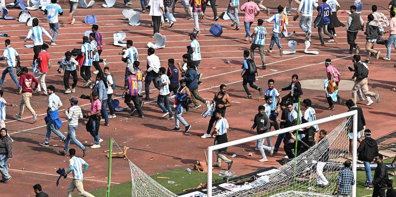 मेस्सी एक्कासि बाहिरिएपछि समर्थकद्वारा भारतीय रंगशालामा तोडफोड