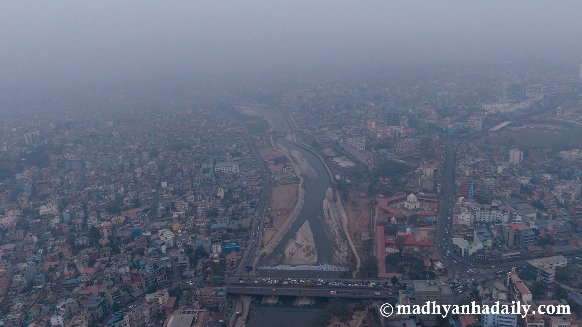 काठमाडौंको वायु प्रदूषण अस्वस्थ तहमा