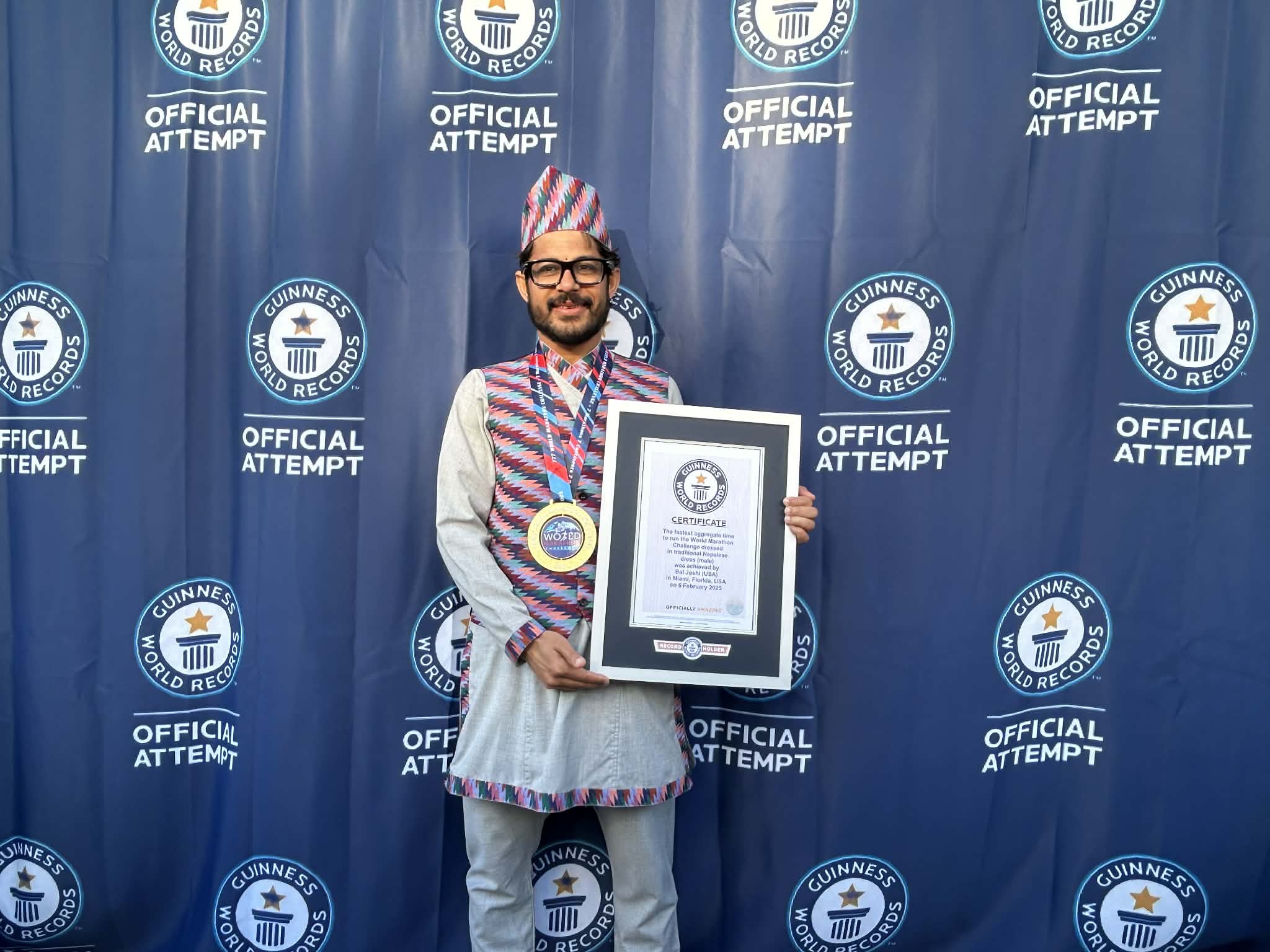 दौरा सुरुवालमा दौडेर जोशीले लेखाए गिनिज बुकमा नाम