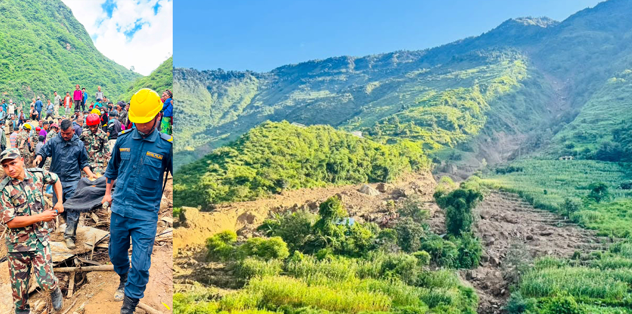 रोल्पाको थबाङमा पहिरोमा पुरिएर ५ जनाको मृत्यु, ८ जना बेपत्ता