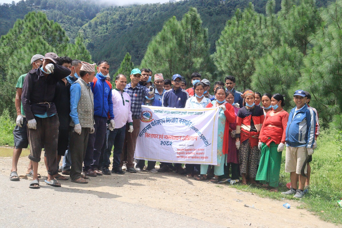 सल्यानको कपुरकोटमा मिचाहा वनस्पति व्यवस्थापन अभियान