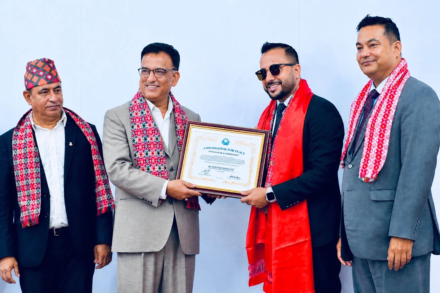 प्रथम उपाध्यक्ष बस्नेत सद्‍भावनादूतका रूपमा सम्मानित