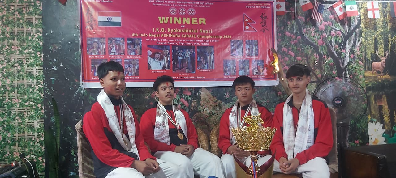इन्डो नेपाल कराते प्रतियोगिताका विजेता १३ खेलाडी सम्मानित