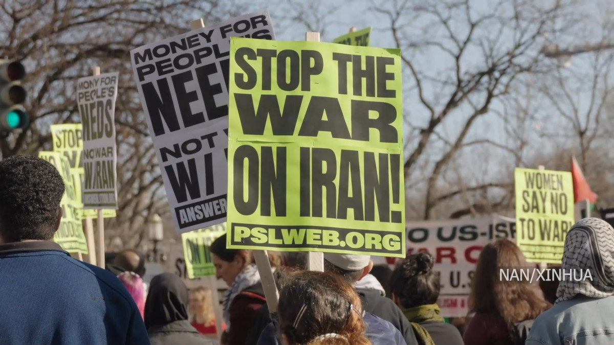 इरानमाथिको अमेरिकी–इजरायली आक्रमणविरुद्ध वासिङ्टनमा प्रदर्शन